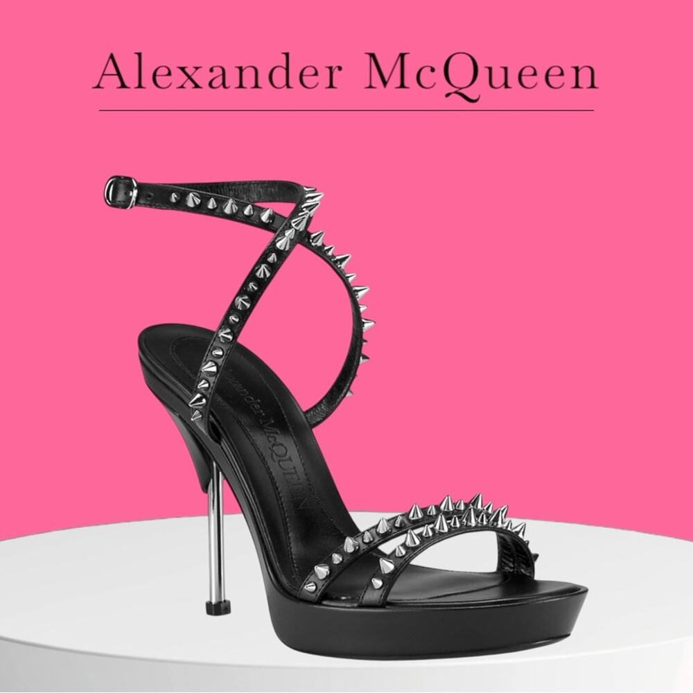 Alexander McQueen Stud Leather Sandals with Signature Punk Spikes